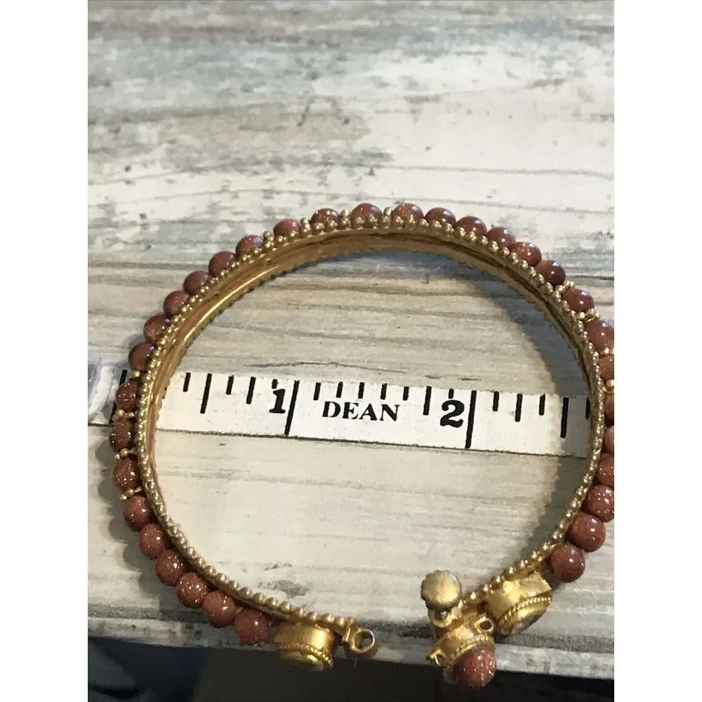 Sparkling Goldstone Necklace Earrings Bracelet Matching set‎ Beads